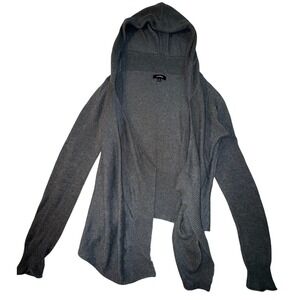 Express Grey Hooded Open Front Cardigan Sweater Small RN55285